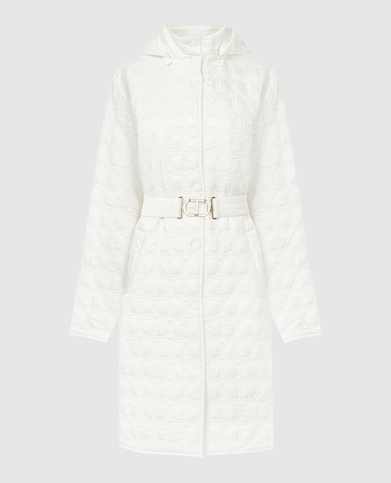 White quilted jacket with belt
