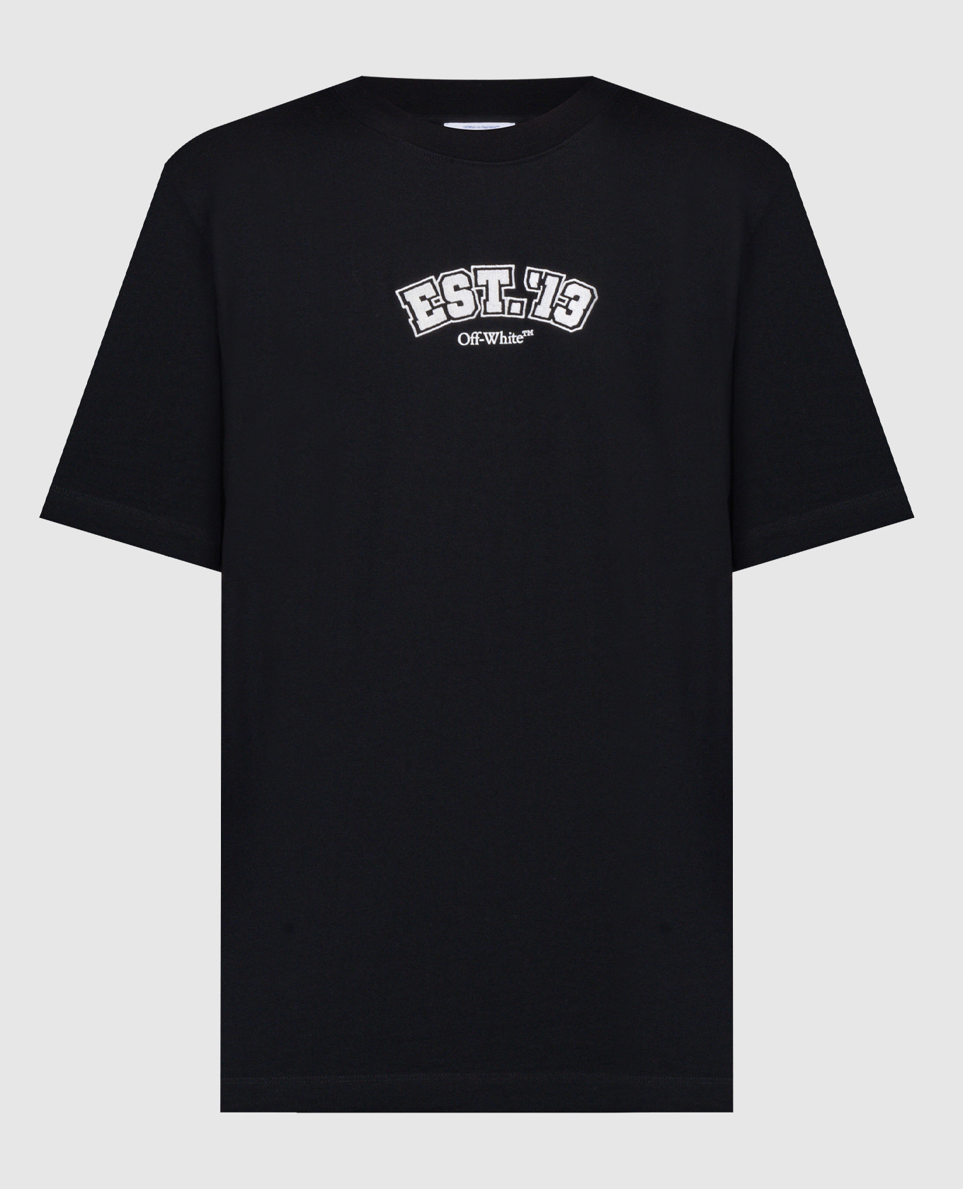 Черная футболка с вышивкой и принтом логотипа