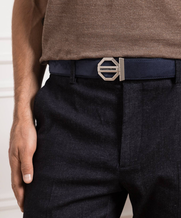 Stefano Ricci Blue suede belt with logo N381SDC554P image 2
