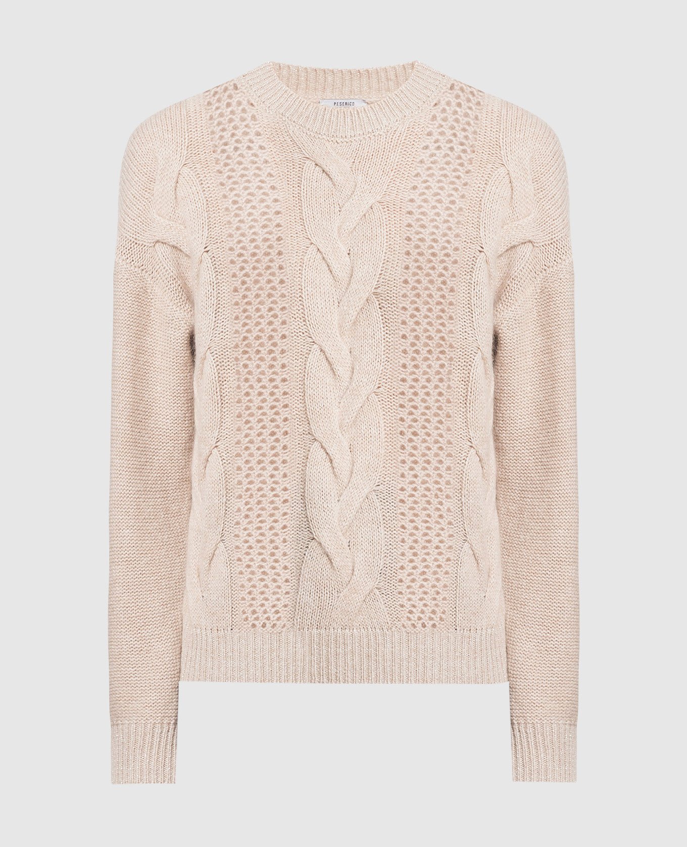 Beige wool, silk and cashmere sweater
