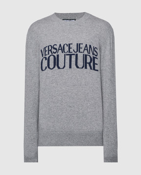 Versace Jeans Couture Серый джемпер из шерсти и кашемира с логотипом. 75GAFM01CM31H