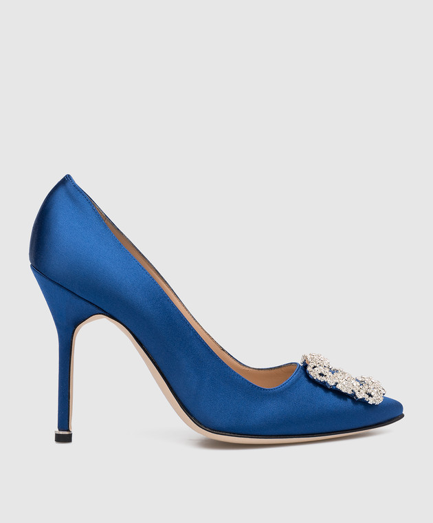 Manolo Blahnik Blue HANGISI boat shoes with crystals HANGISI