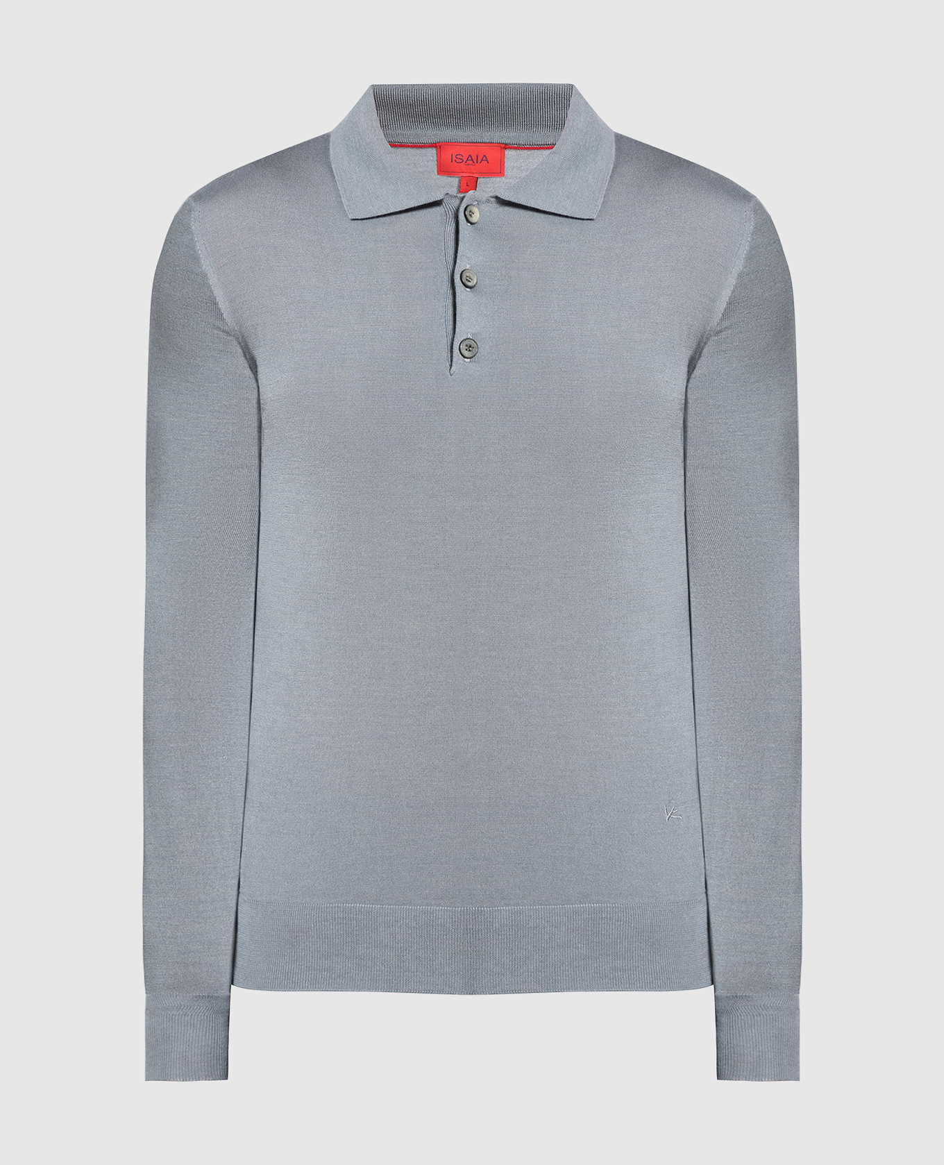 Gray wool, silk and cashmere polo shirt