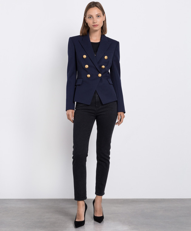 Balmain Blue double-breasted woolen jacket BF1SG008WB08 image 2