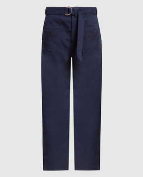 Etro Синие брюки с вышивкой D135167959