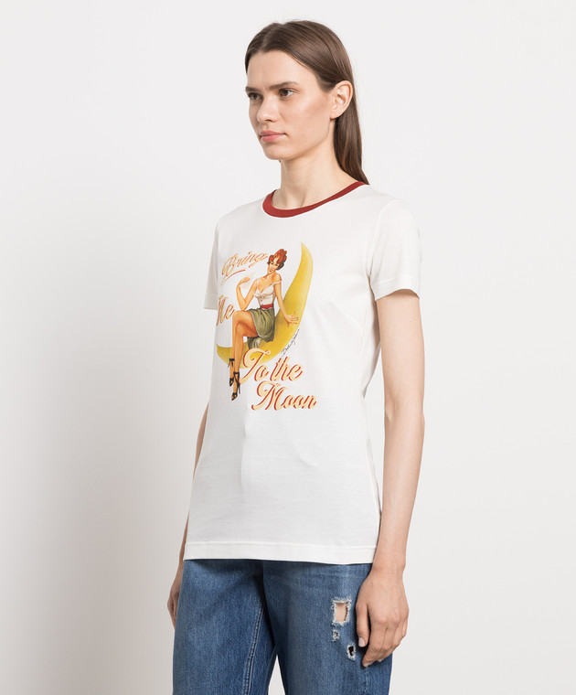Dolce&Gabbana White t-shirt with a print F8L99TFI7TB image 3