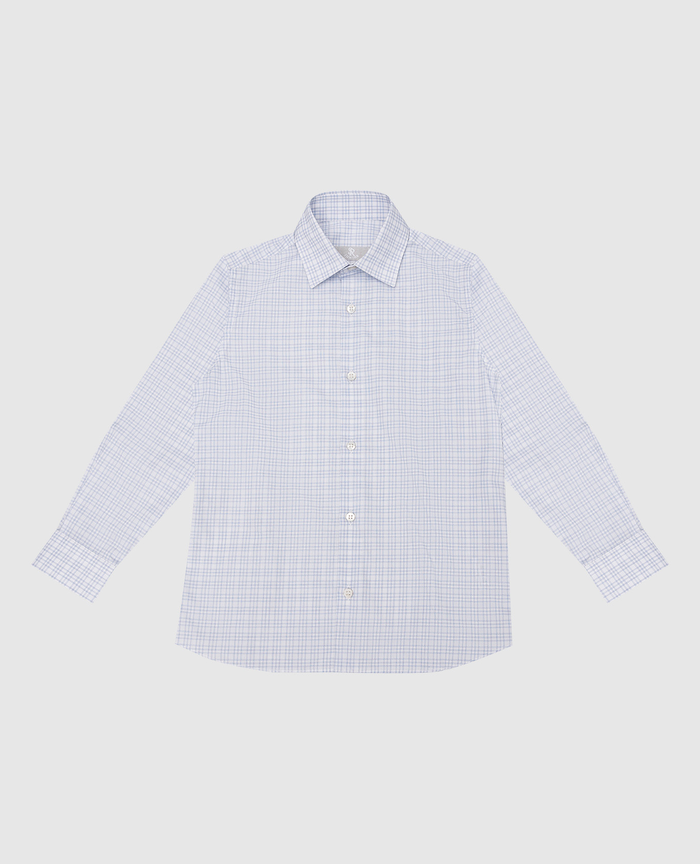 

Детская белая рубашка в клетку, Белый, С принтом