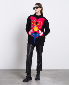 Alexander McQueen Чорний светр Orchid Intarsia з вовни 758350Q1A6H