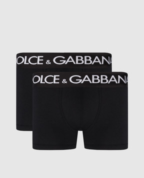 Dolce&Gabbana Набор черных трусов-боксеров с узором логотипа. M9D70JONN97