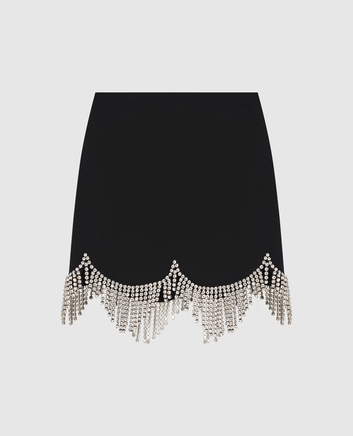 

Черная юбка мини из шерсти с кристаллами, Черный, Юбки прямые