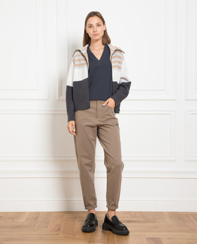 Brunello Cucinelli Сіра футболка з відворотами M0T18BD222