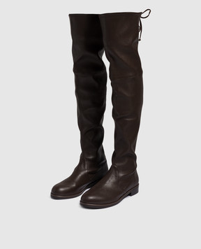 Stuart Weitzman Коричневые кожаные ботфорты Lowland Bold с кулиской SG130