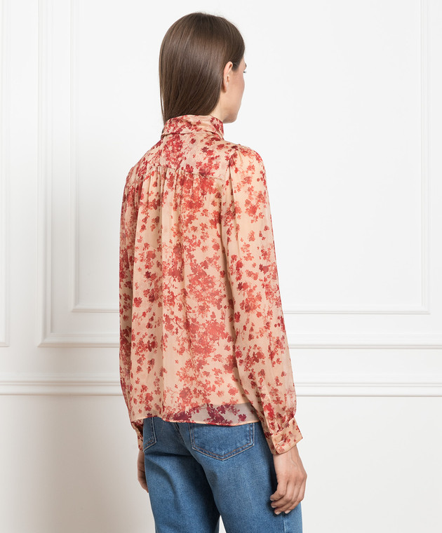 Max Mara Beige silk blouse with floral print FINISH image 4