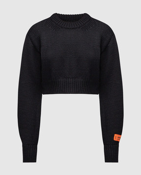 Heron Preston Черный свитер из шерсти с открытой спиной HWHE021F23KNI001