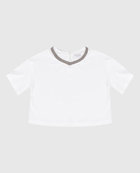 Brunello Cucinelli Детская белая футболка с эколатунью B0A45T033B