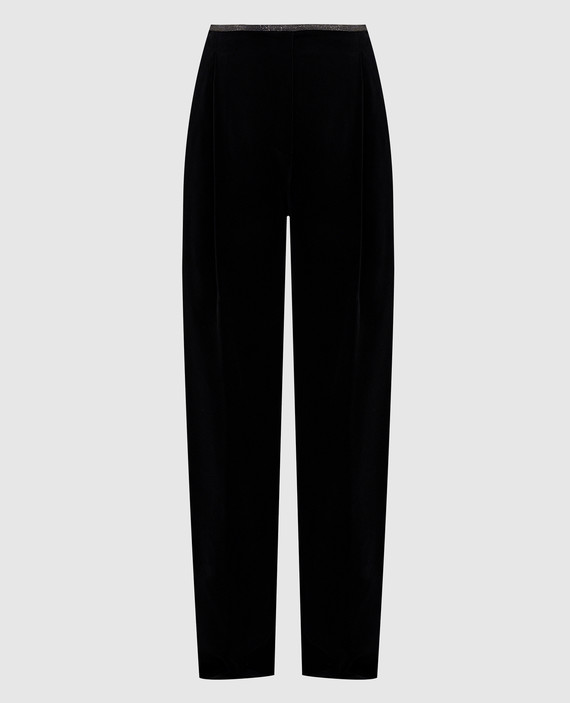 Black velvet pants with monil chain