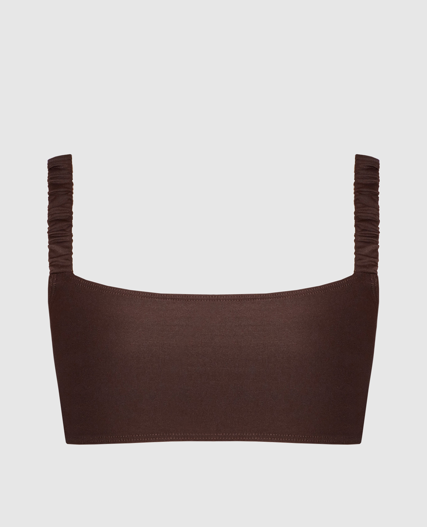 Brown bodice from a swimsuit with drape