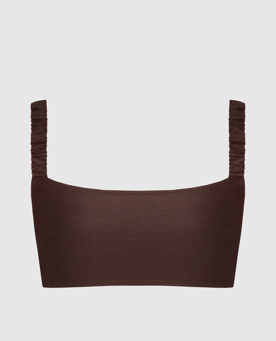 Brown bodice from a swimsuit with drape