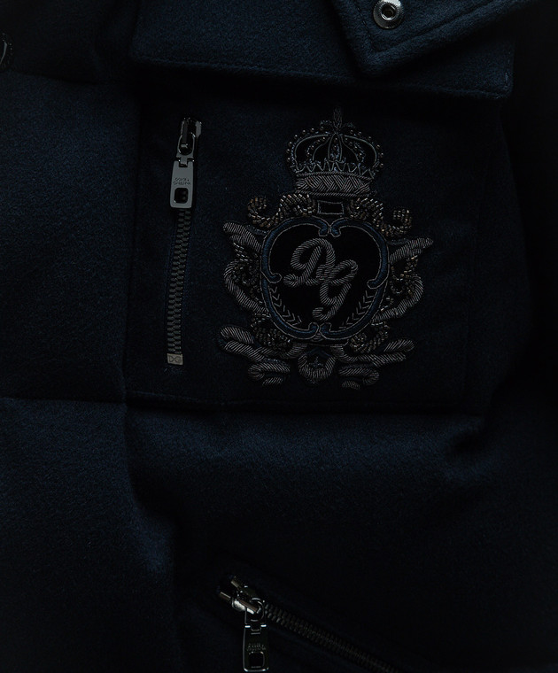 Dolce&Gabbana Blue cashmere down jacket with heraldic logo patch G9NE5ZFU2ZF image 5