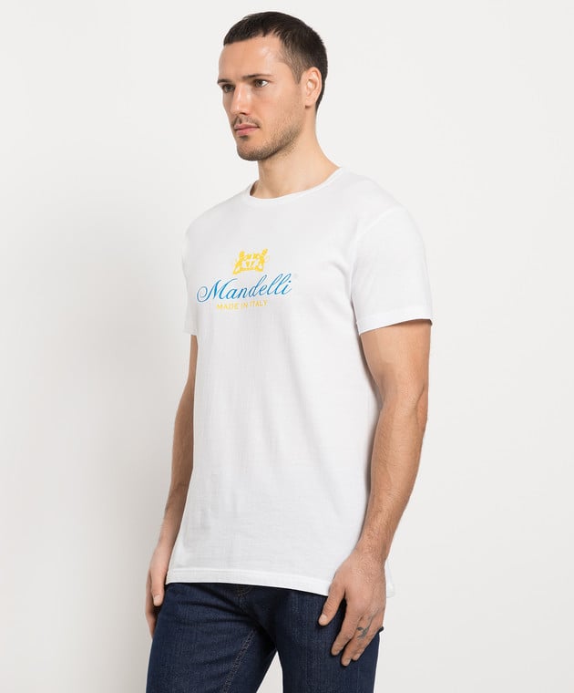 Enrico Mandelli New maldive man white t-shirt with logo print NEWMALDIVEMAN изображение 3