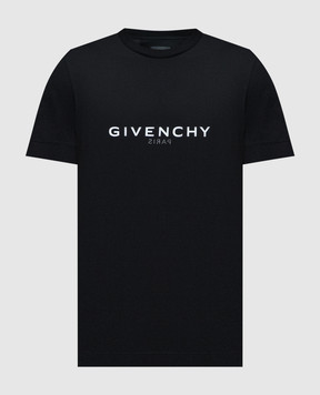 Givenchy Черная футболка с контрастным принтом логотипа BM71653Y6B