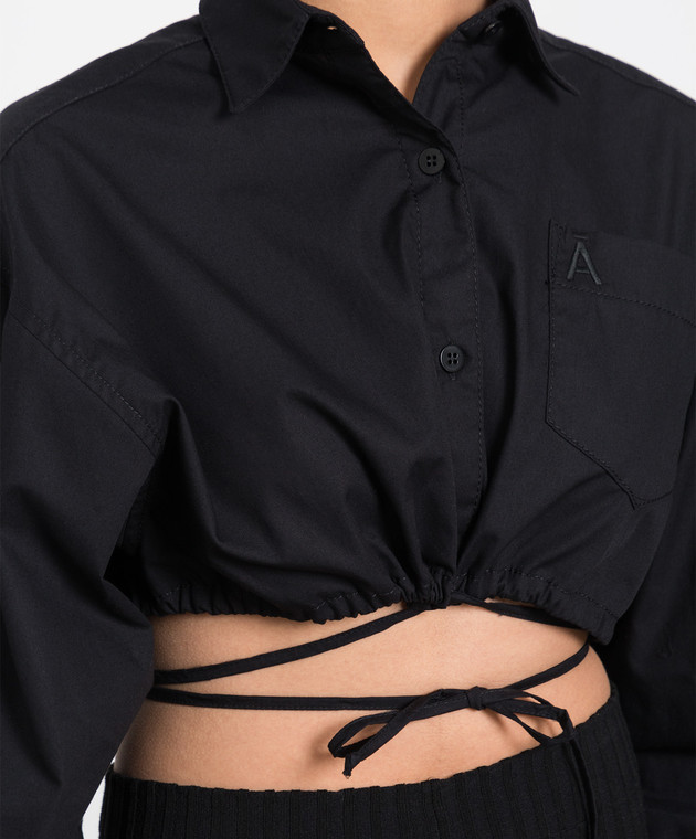 AndreAdamo Чорна сорочка з вишивкою логотипу ADSS22SR01012473 зображення 5