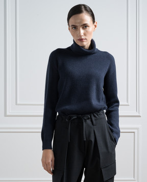 Brunello Cucinelli Голубый гольф из кашемира в рубчик с цепочкой мониль M12175403