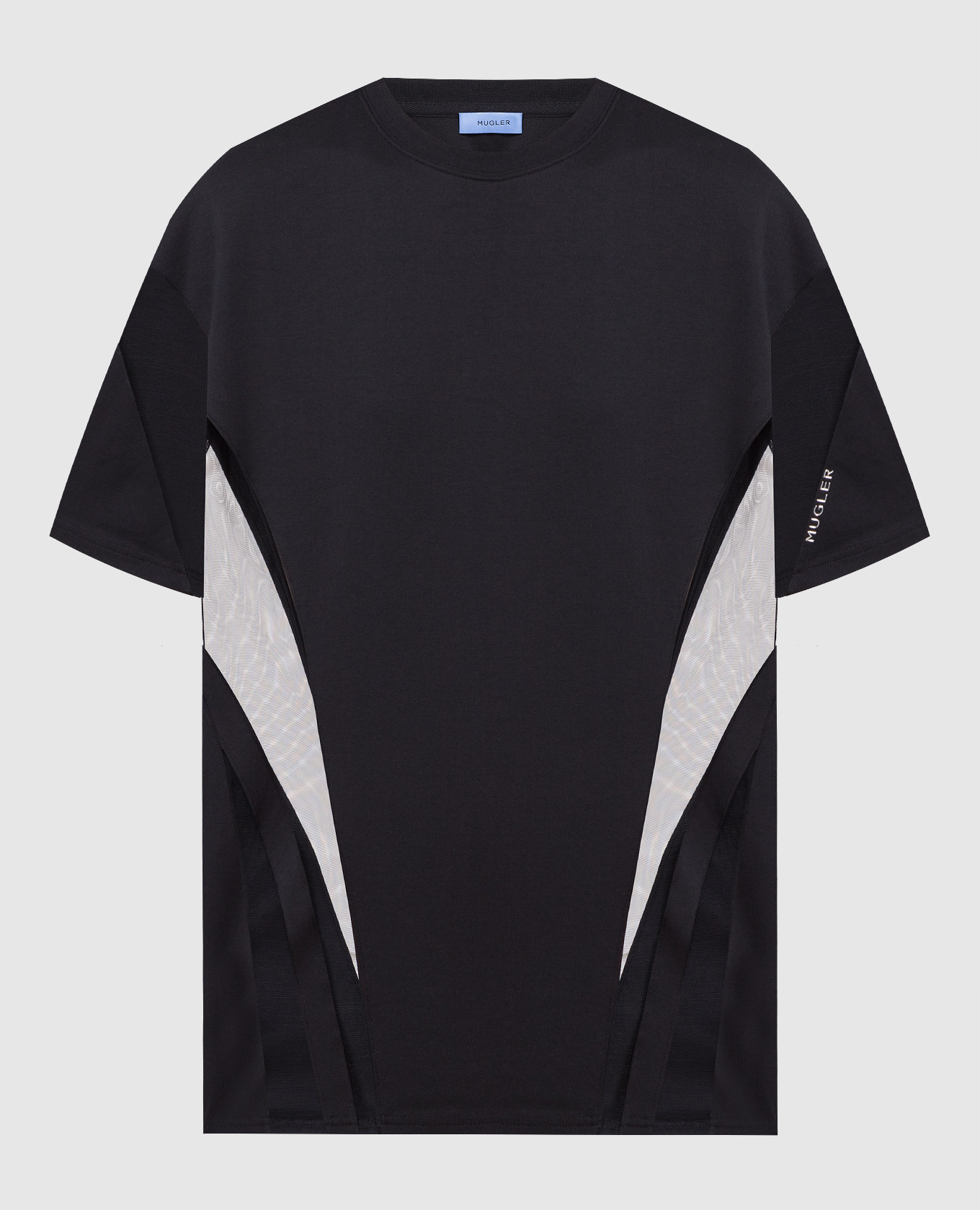 

Черная футболка с прозрачными вставками, Черный, Футболки