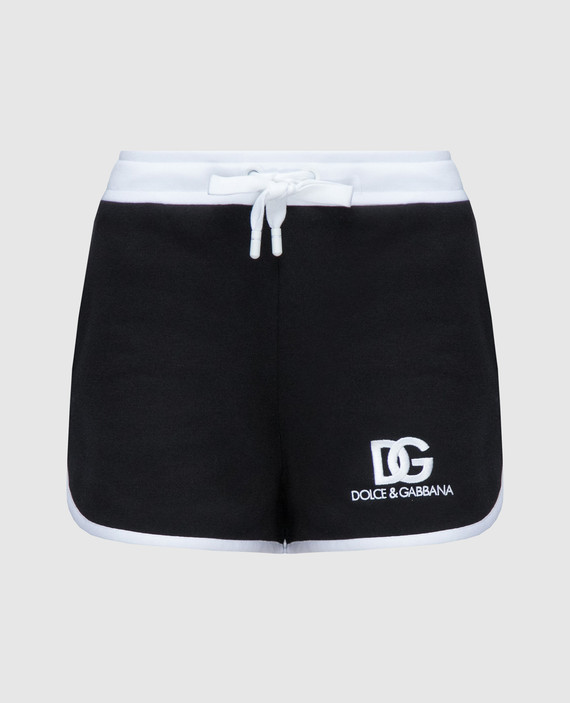 Black shorts with contrasting logo embroidery
