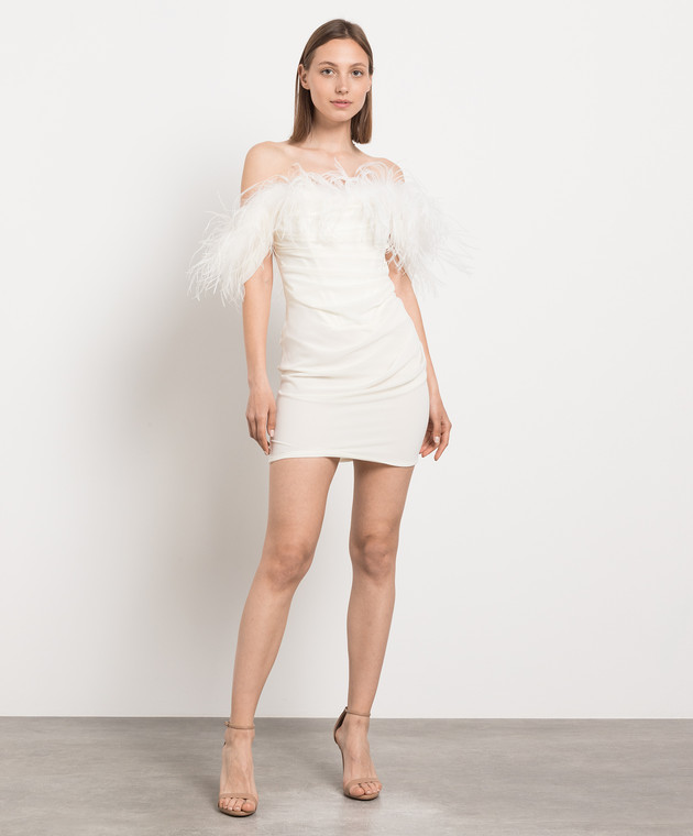 Giuseppe Di Morabito Milano - White mini dress with ostrich