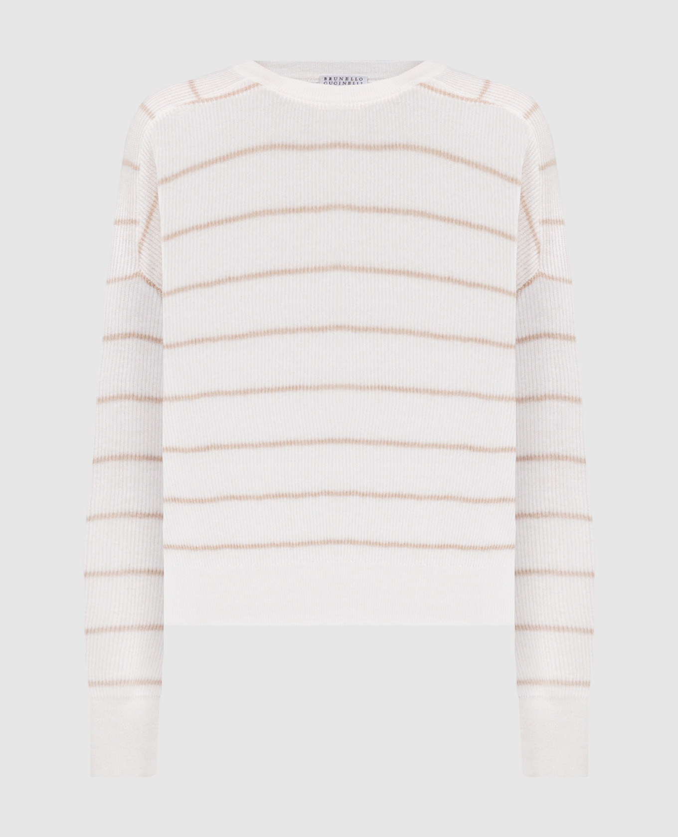White striped sweater with monil chain