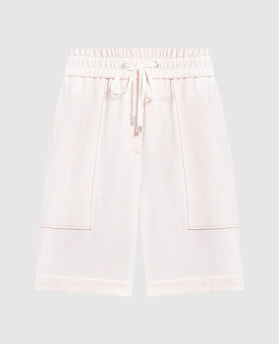 Pink melange shorts with monil chain
