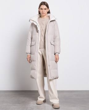 Brunello Cucinelli Серый пуховик с цепочкой мониль MB5749749