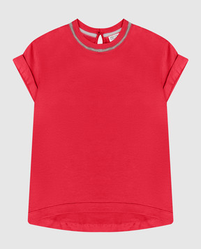 Brunello Cucinelli Дитяча червона футболка з ланцюжком моніль B0A45T031A