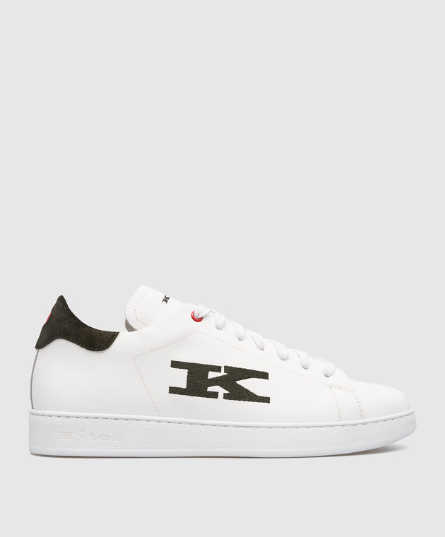 Kiton White leather sneakers with logo embroidery USSN001XB6019