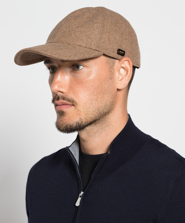MooRER Коричневая кепка из шерсти с логотипом ROBINSONGQ изображение 2