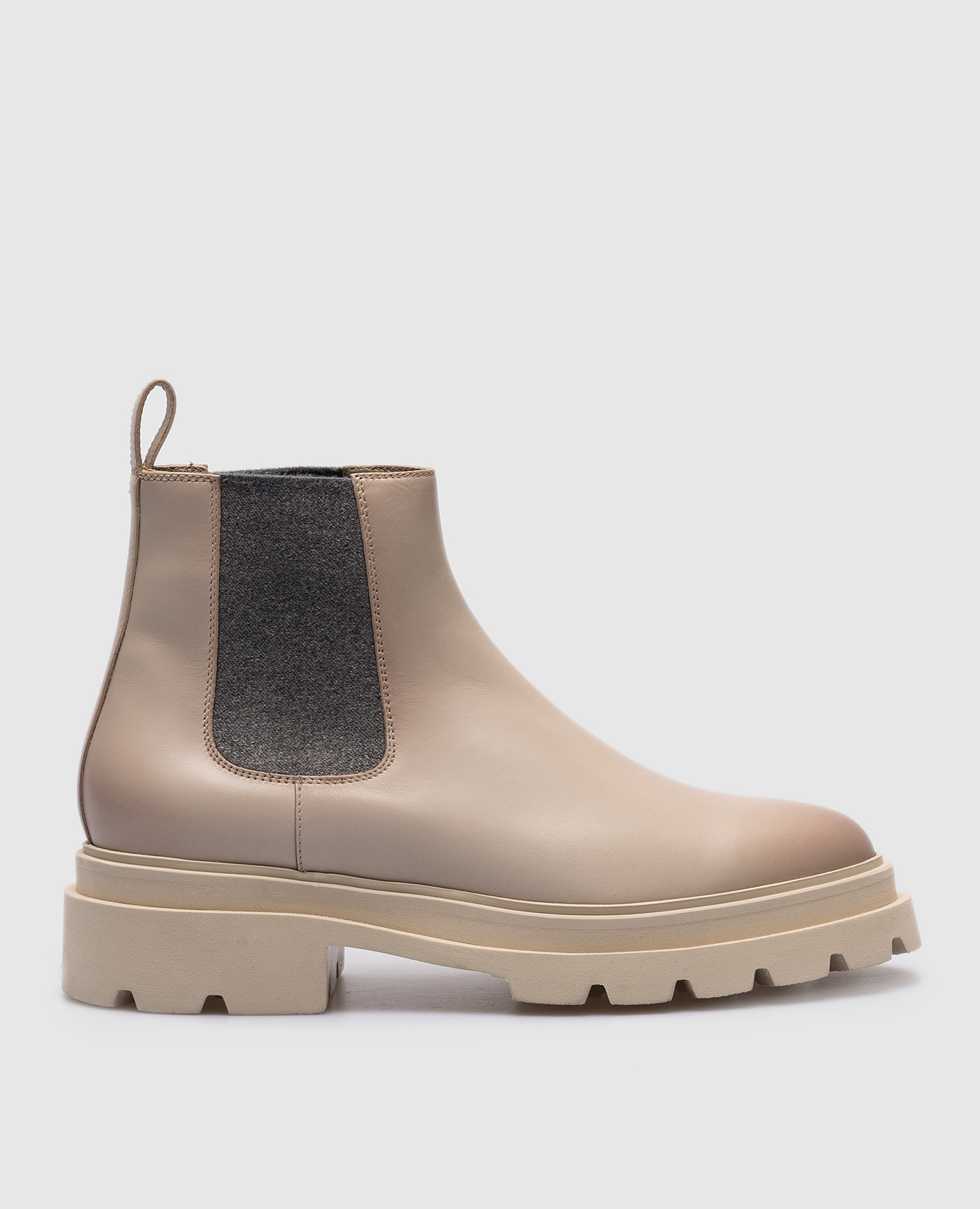 Beige leather Chelsea boots