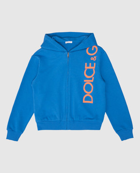 Dolce&Gabbana Детская синяя спортивная кофта с принтом логотипа L4JWFNG7IXP46