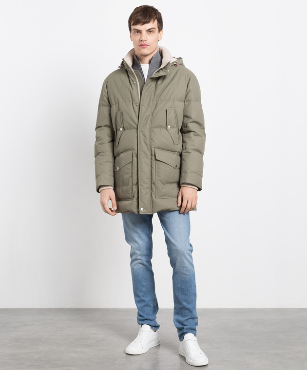 Brunello Cucinelli Пуховик кольору хакі MQ4201824 зображення 2