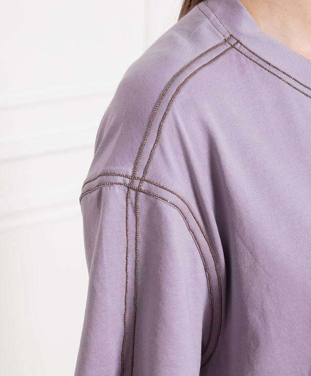 Brunello Cucinelli Purple t-shirt with monil chain M0A45EE400 изображение 5