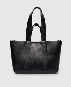 Off-White Чорна шкіряна сумка-тоут Day Off з вишивкою логотипа Arrow OWNA223C99LEA001
