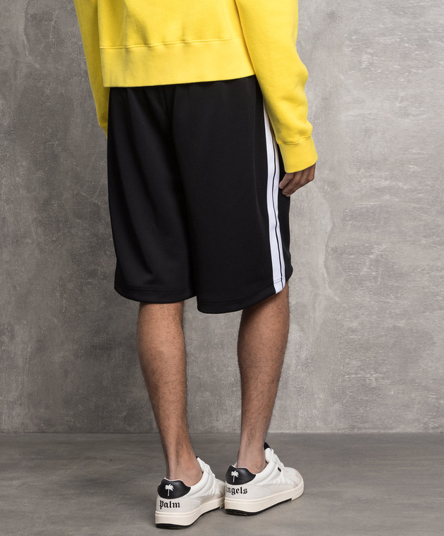 Palm Angels Черные шорты с лампасами и логотипом PMCB011C99FAB002 изображение 4