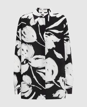 Michael Kors Чорна блуза із шовку в квітковий принт CWA7250216