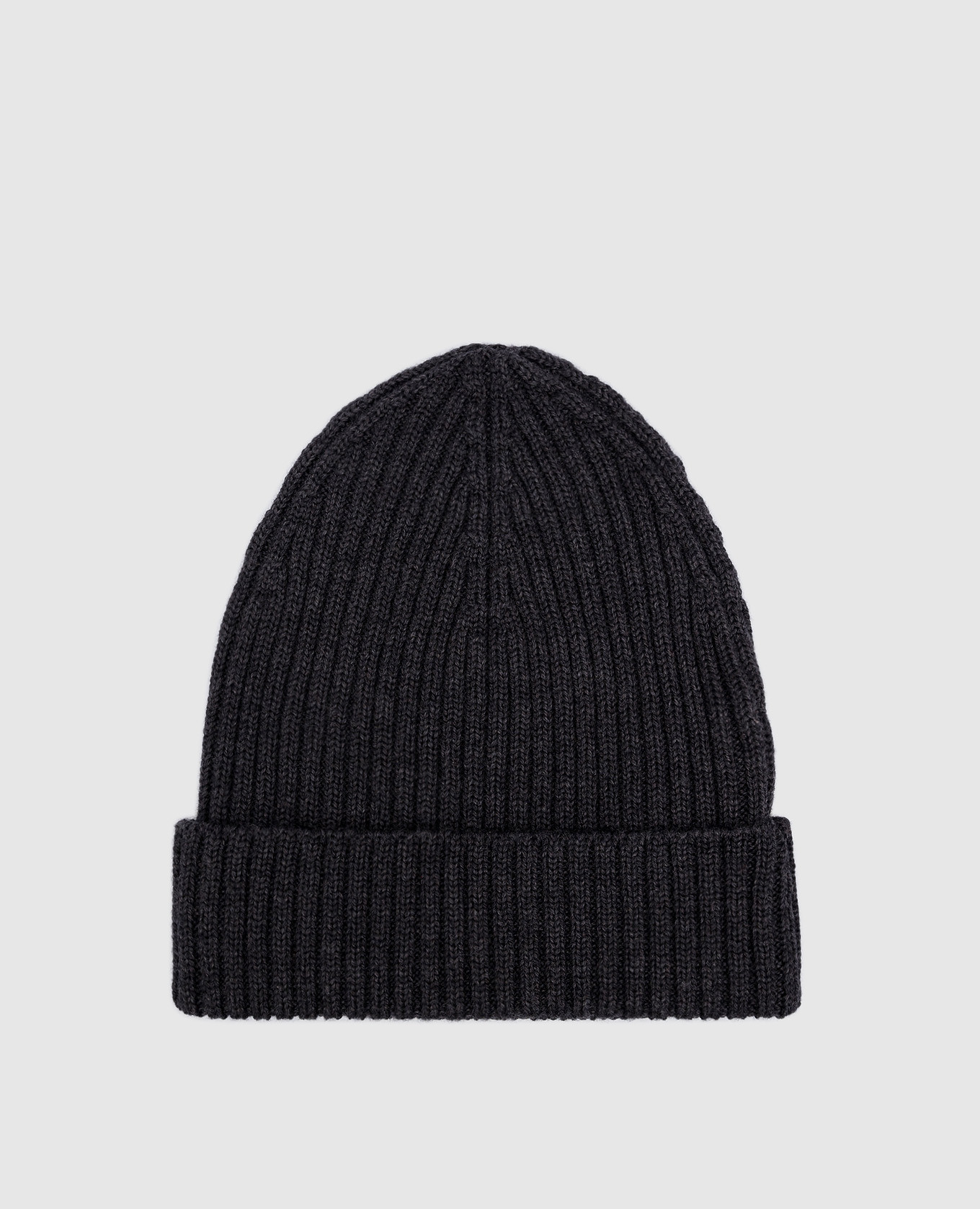 

Серая шапка в рубчик из мериносовой шерсти., Серый, Шапки