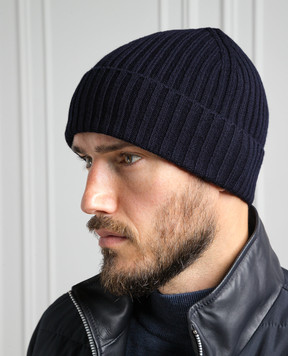 Cashmere&Whiskey Синяя шапка из шерсти и кашемира 201M