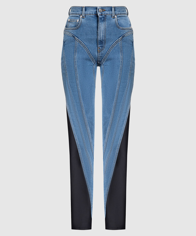 Thierry Mugler - Blue jeans with contrasting panels 22S6PA0326246 - buy  with European delivery at Symbol