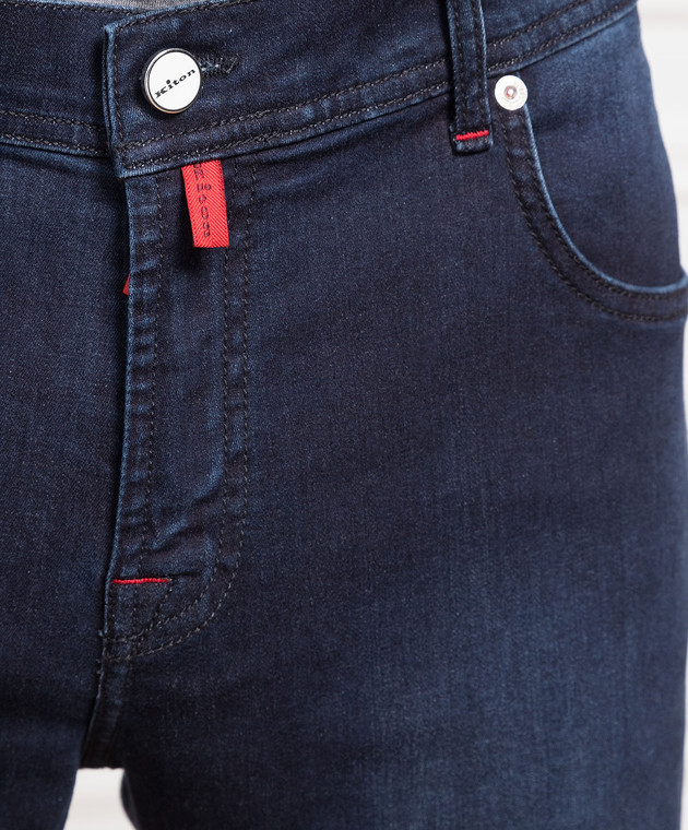 Kiton Темно-сині джинси з вишивкою логотипу UPNJSJ0772A зображення 5