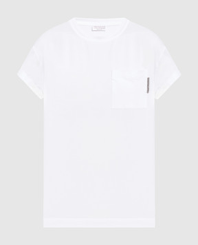 Brunello Cucinelli Белая футболка с цепочкой мониль M0T18BB300