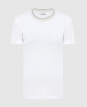 Peserico Белая футболка в рубчик S06930J05669C