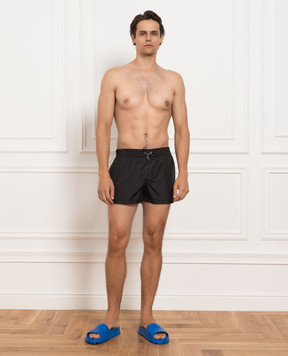 Dolce&Gabbana Чорні шорти для плавання з логотип патч M4B11TFUSFW